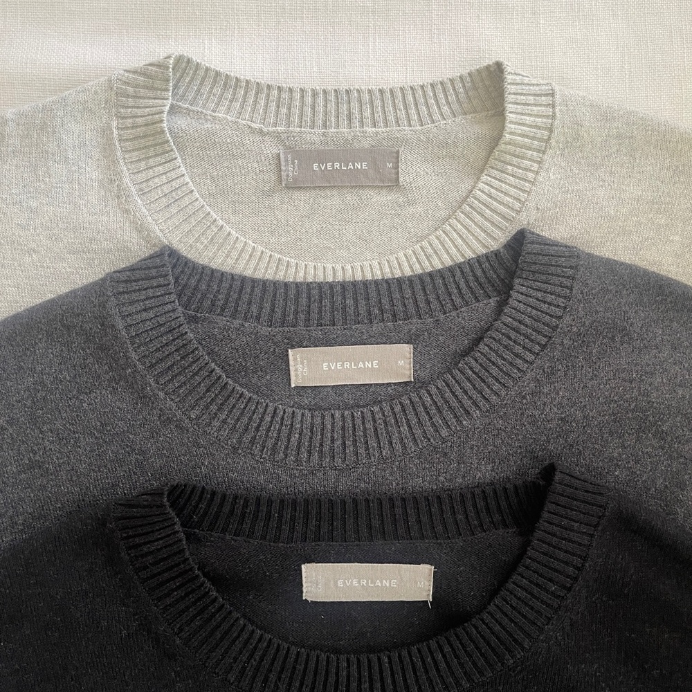 Set of 3 Men’s Everlane Crew Neck No-Sweat Sweaters